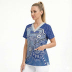 Custom Roos Football Scrub Top Aboriginal Dot Art Pattern