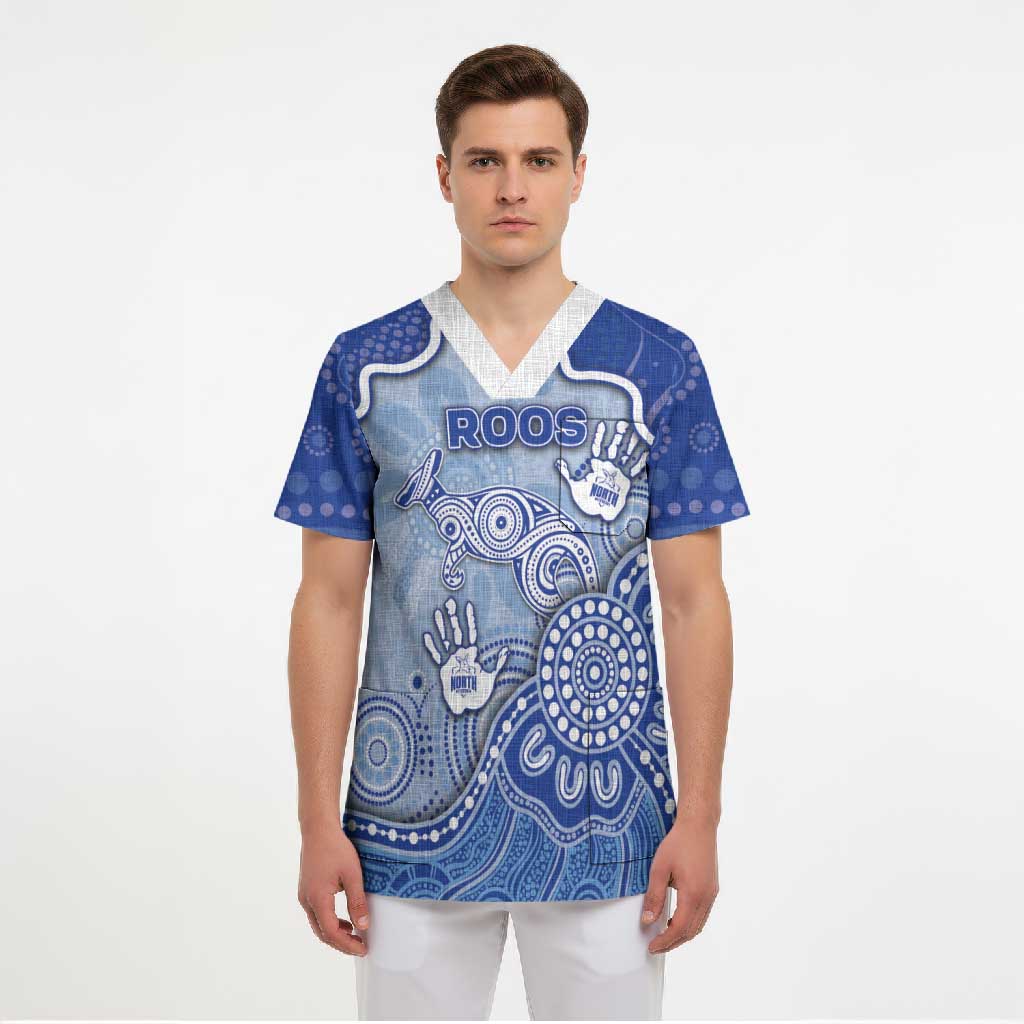 Custom Roos Football Scrub Top Aboriginal Dot Art Pattern