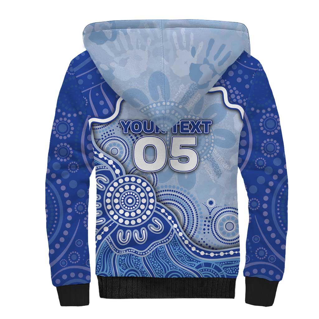 Custom Roos Football Sherpa Hoodie Aboriginal Dot Art Pattern