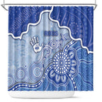 Roos Football Shower Curtain Aboriginal Dot Art Pattern