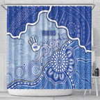 Roos Football Shower Curtain Aboriginal Dot Art Pattern
