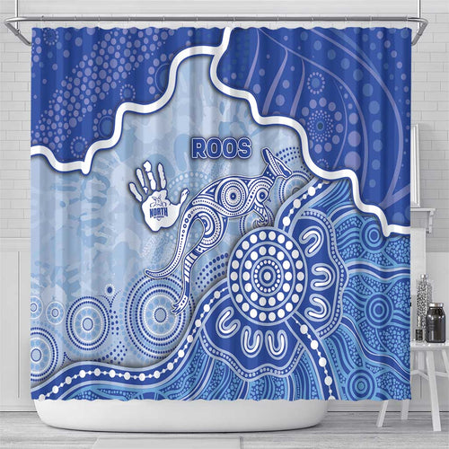 Roos Football Shower Curtain Aboriginal Dot Art Pattern
