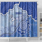 Roos Football Shower Curtain Aboriginal Dot Art Pattern