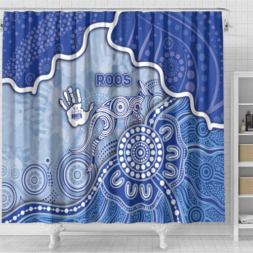Roos Football Shower Curtain Aboriginal Dot Art Pattern