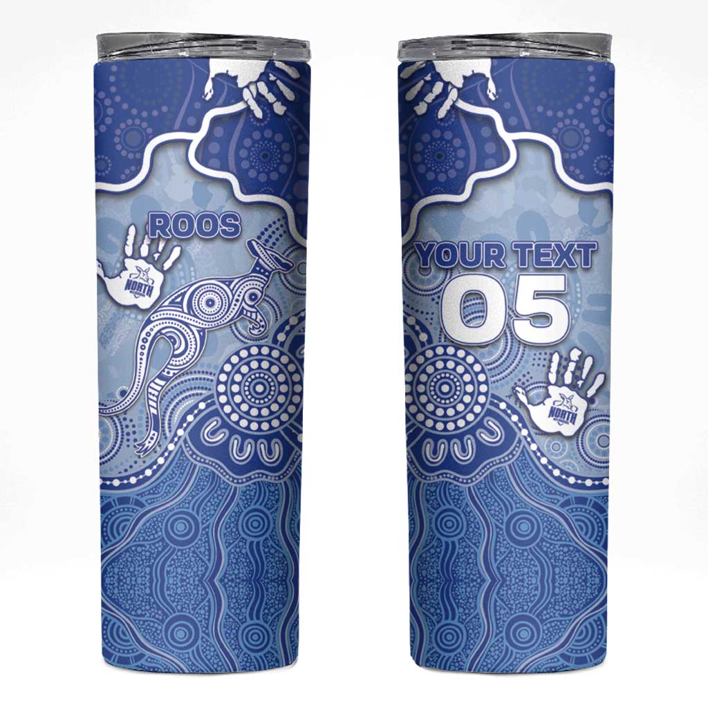 Custom Roos Football Skinny Tumbler Aboriginal Dot Art Pattern