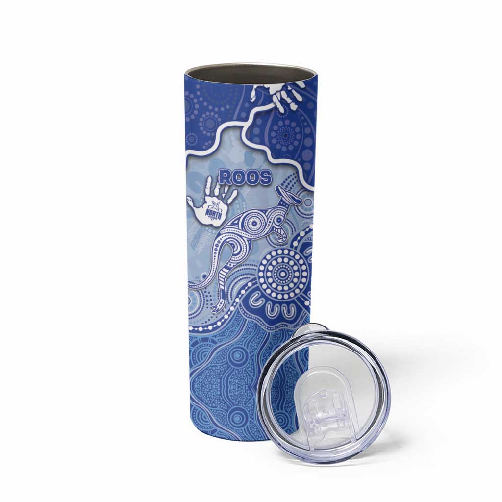 Custom Roos Football Skinny Tumbler Aboriginal Dot Art Pattern