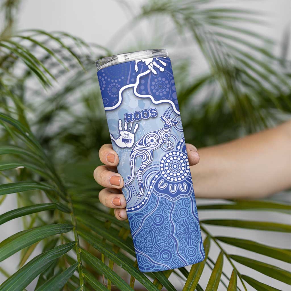 Custom Roos Football Skinny Tumbler Aboriginal Dot Art Pattern