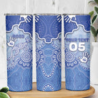 Custom Roos Football Skinny Tumbler Aboriginal Dot Art Pattern