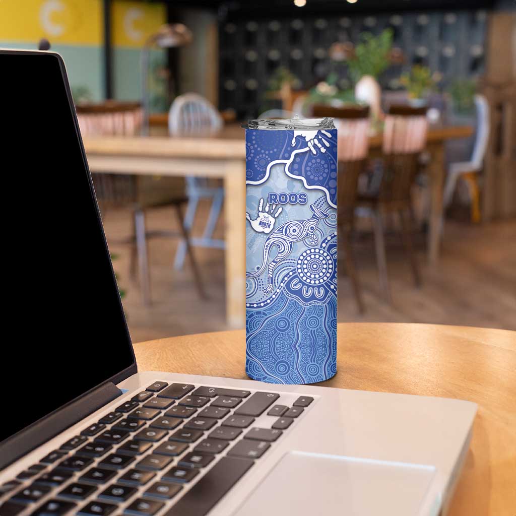 Custom Roos Football Skinny Tumbler Aboriginal Dot Art Pattern