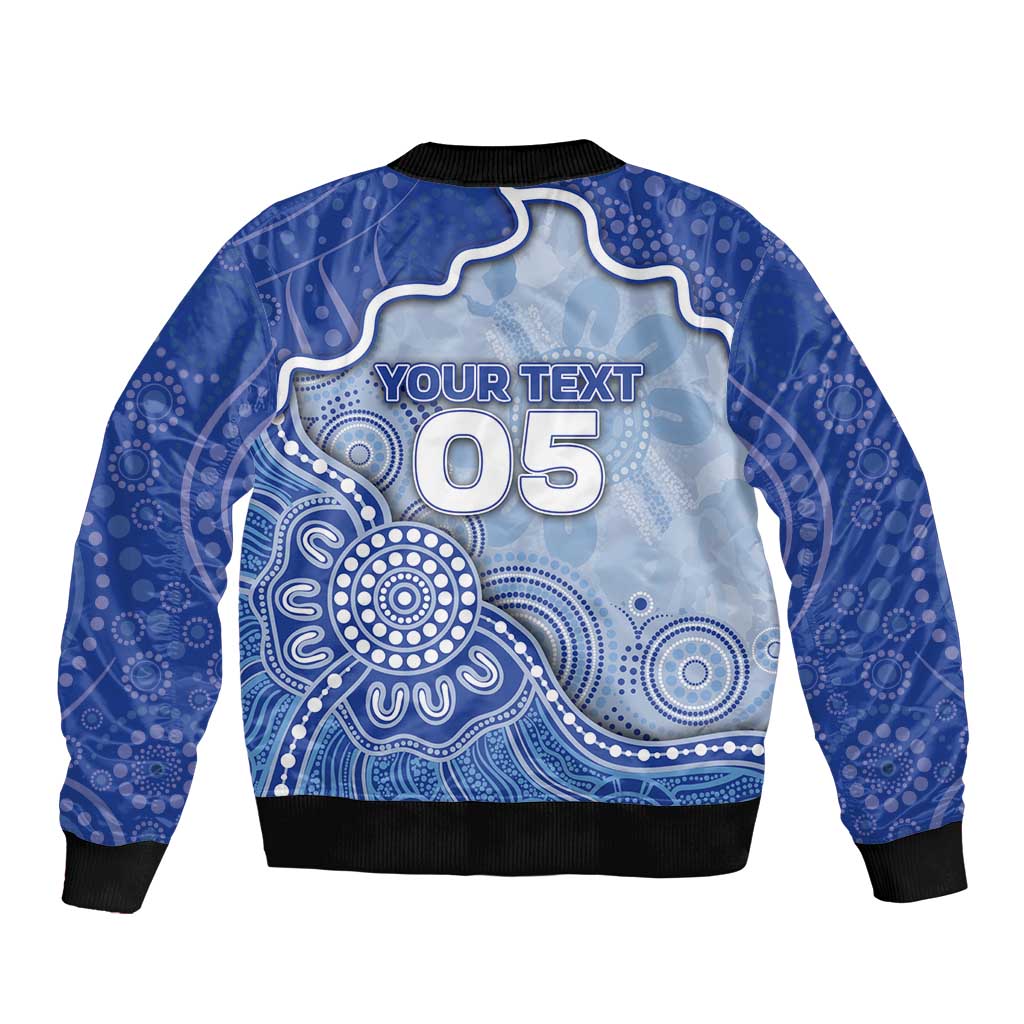 Custom Roos Football Sleeve Zip Bomber Jacket Aboriginal Dot Art Pattern