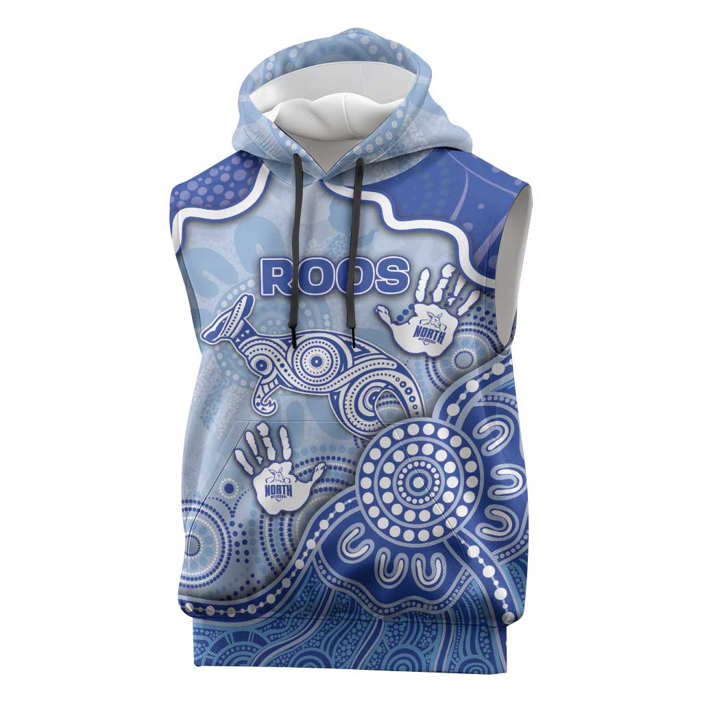 Custom Roos Football Sleeveless Hoodie Aboriginal Dot Art Pattern