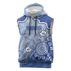 Custom Roos Football Sleeveless Hoodie Aboriginal Dot Art Pattern