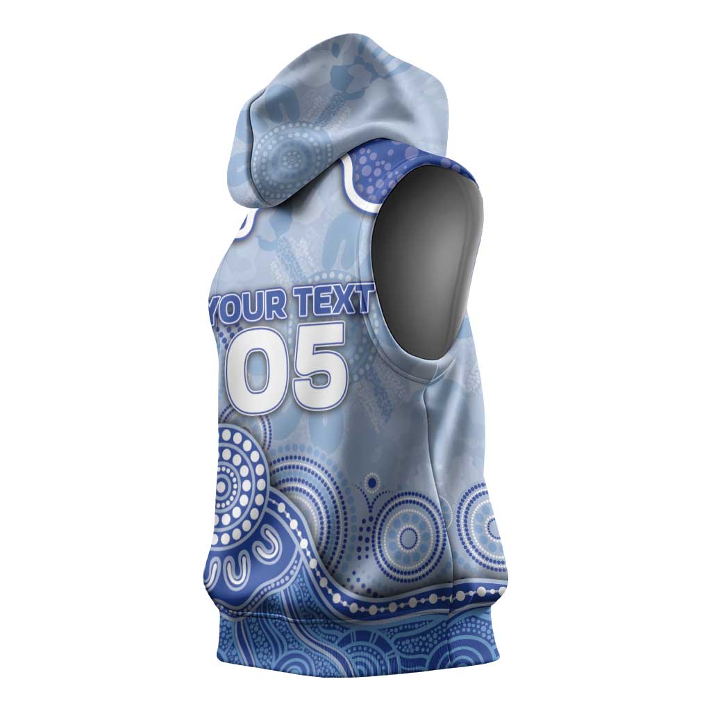 Custom Roos Football Sleeveless Hoodie Aboriginal Dot Art Pattern