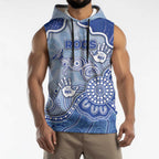 Custom Roos Football Sleeveless Hoodie Aboriginal Dot Art Pattern