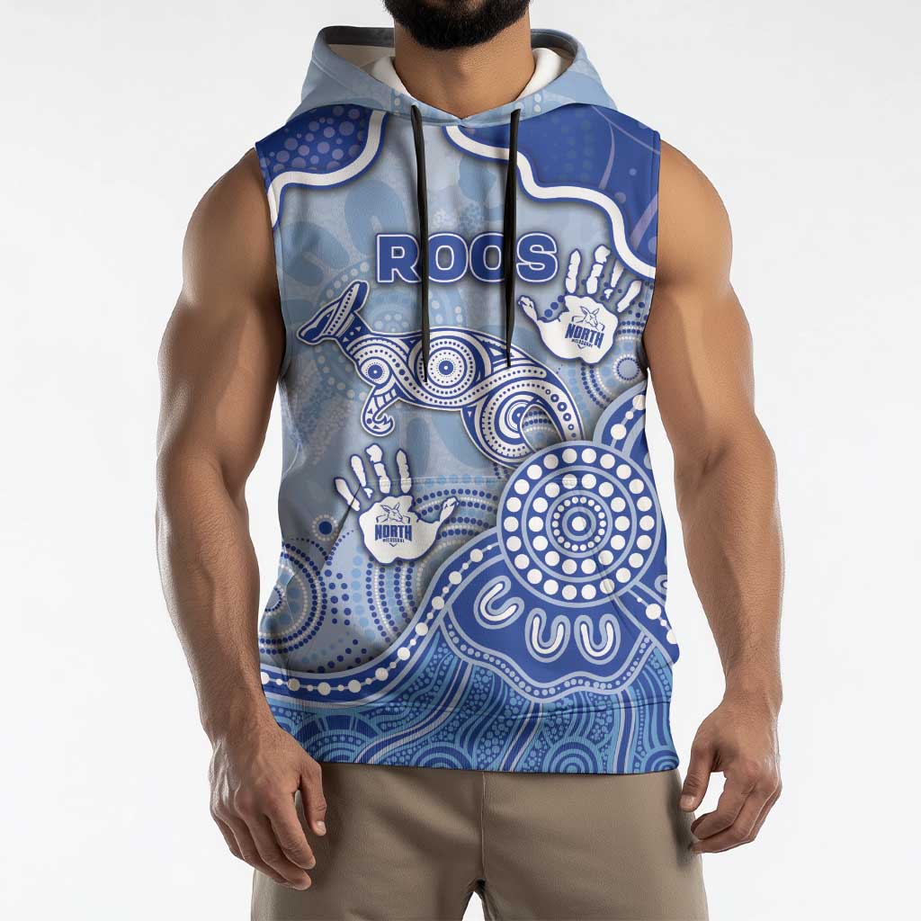 Custom Roos Football Sleeveless Hoodie Aboriginal Dot Art Pattern