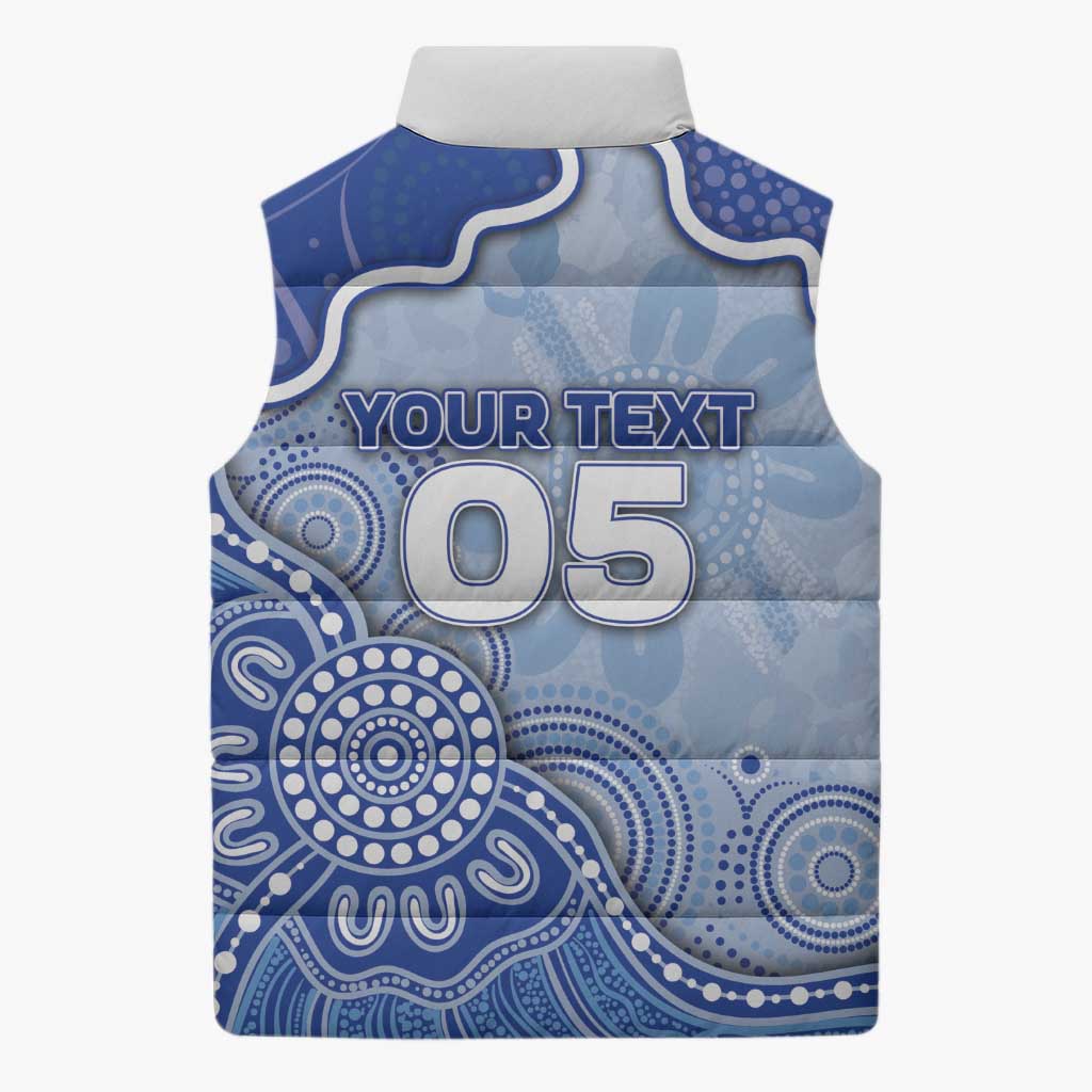 Custom Roos Football Sleeveless Puffer Jacket Aboriginal Dot Art Pattern