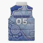 Custom Roos Football Sleeveless Puffer Jacket Aboriginal Dot Art Pattern