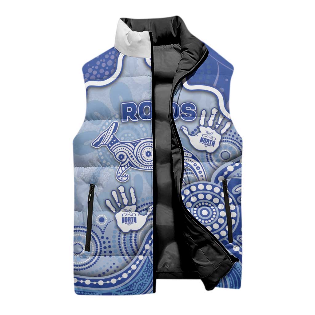 Custom Roos Football Sleeveless Puffer Jacket Aboriginal Dot Art Pattern