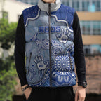 Custom Roos Football Sleeveless Puffer Jacket Aboriginal Dot Art Pattern
