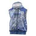 Custom Roos Football Sleeveless Zip Hoodie Aboriginal Dot Art Pattern