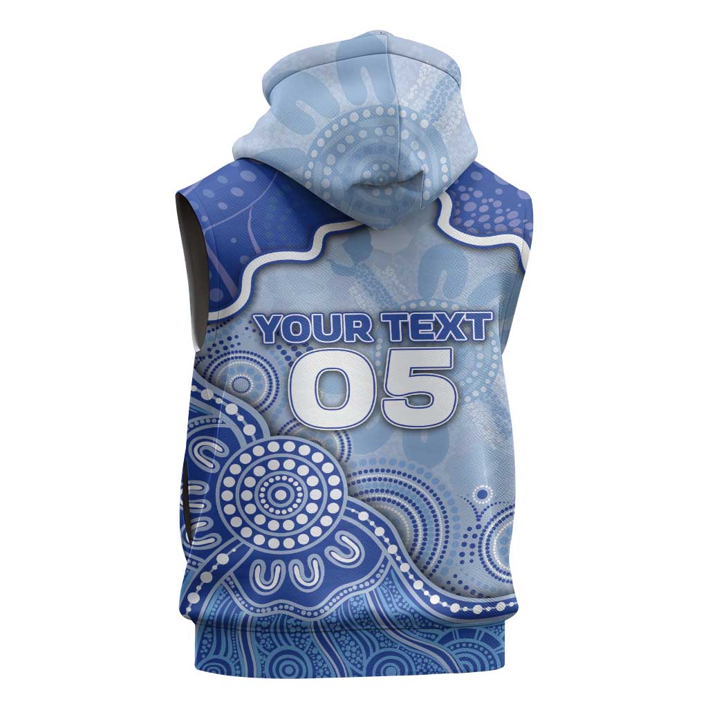 Custom Roos Football Sleeveless Zip Hoodie Aboriginal Dot Art Pattern