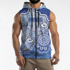 Custom Roos Football Sleeveless Zip Hoodie Aboriginal Dot Art Pattern