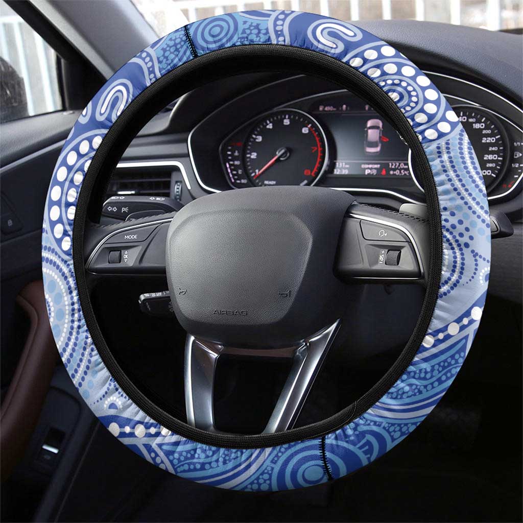 Roos Football Steering Wheel Cover Aboriginal Dot Art Pattern