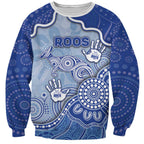 Custom Roos Football Sweatshirt Aboriginal Dot Art Pattern
