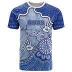 Custom Roos Football T Shirt Aboriginal Dot Art Pattern