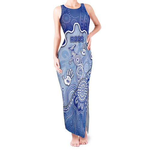 Custom Roos Football Tank Maxi Dress Aboriginal Dot Art Pattern