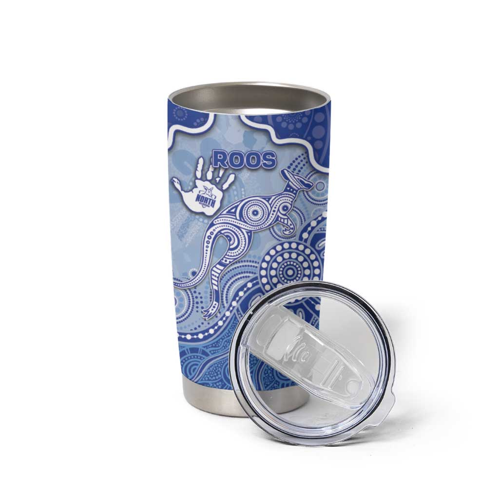 Custom Roos Football Tumbler Cup Aboriginal Dot Art Pattern