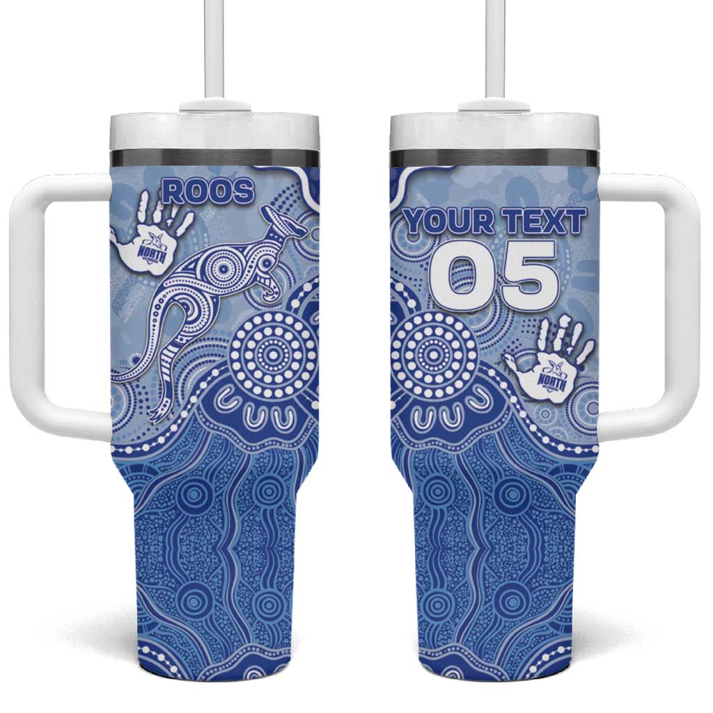 Custom Roos Football Tumbler With Handle Aboriginal Dot Art Pattern