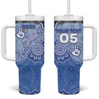 Custom Roos Football Tumbler With Handle Aboriginal Dot Art Pattern