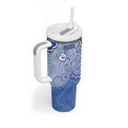 Custom Roos Football Tumbler With Handle Aboriginal Dot Art Pattern