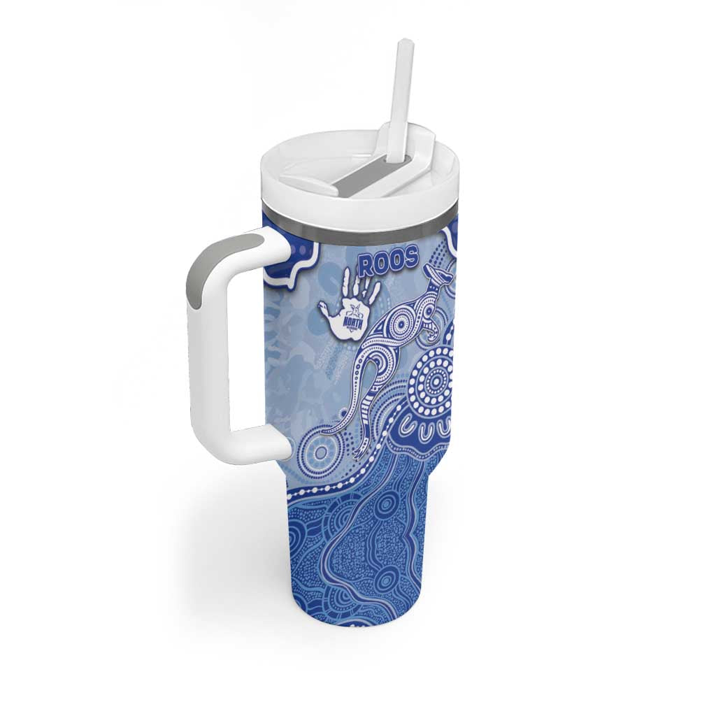 Custom Roos Football Tumbler With Handle Aboriginal Dot Art Pattern