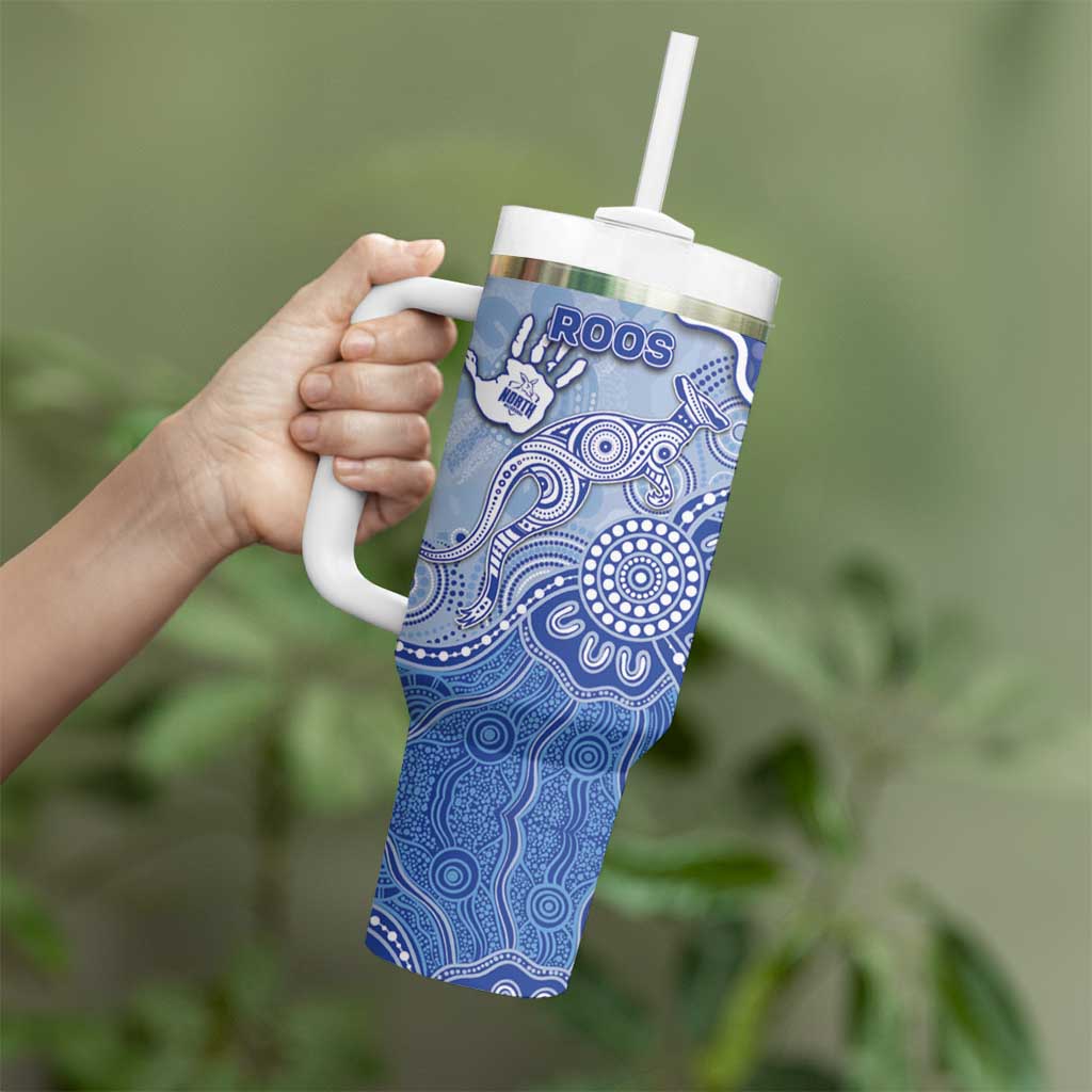 Custom Roos Football Tumbler With Handle Aboriginal Dot Art Pattern
