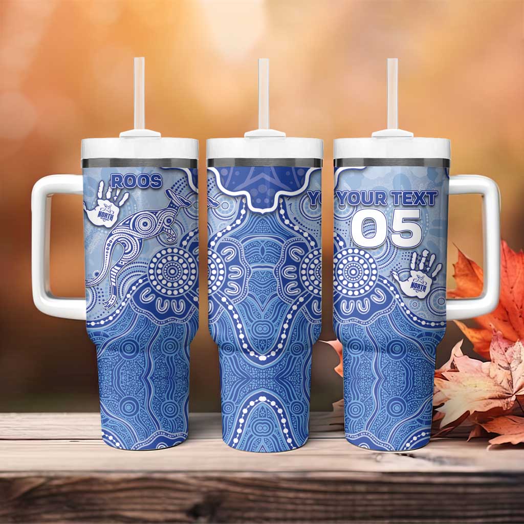 Custom Roos Football Tumbler With Handle Aboriginal Dot Art Pattern