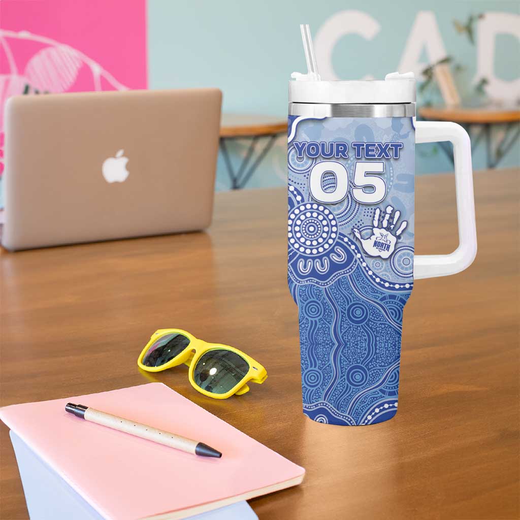 Custom Roos Football Tumbler With Handle Aboriginal Dot Art Pattern