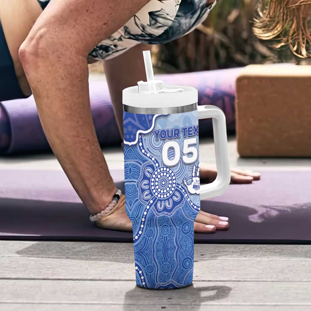 Custom Roos Football Tumbler With Handle Aboriginal Dot Art Pattern