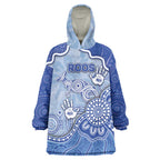 Custom Roos Football Wearable Blanket Hoodie Aboriginal Dot Art Pattern