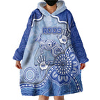 Custom Roos Football Wearable Blanket Hoodie Aboriginal Dot Art Pattern