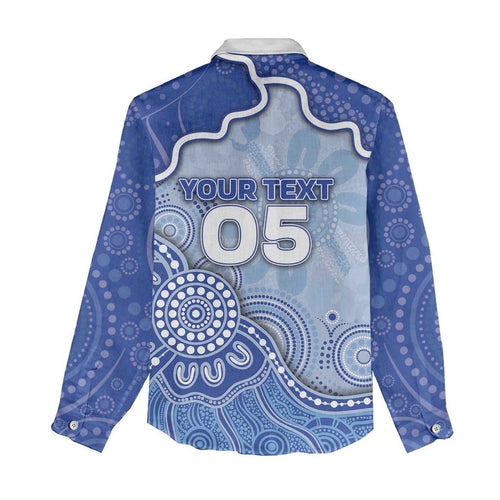 Custom Roos Football Women Casual Shirt Aboriginal Dot Art Pattern