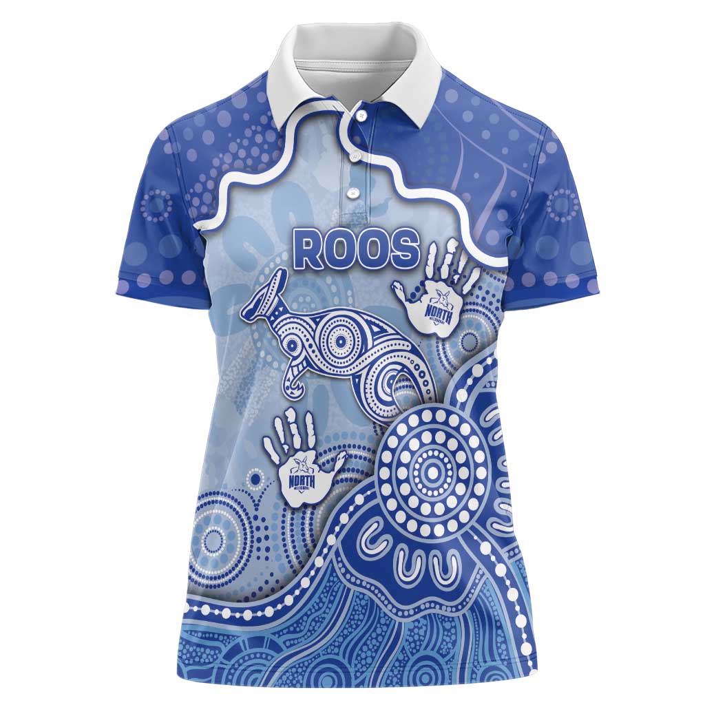 Custom Roos Football Women Polo Shirt Aboriginal Dot Art Pattern
