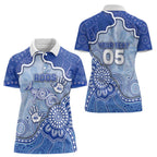 Custom Roos Football Women Polo Shirt Aboriginal Dot Art Pattern