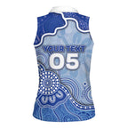 Custom Roos Football Women Sleeveless Polo Shirt Aboriginal Dot Art Pattern