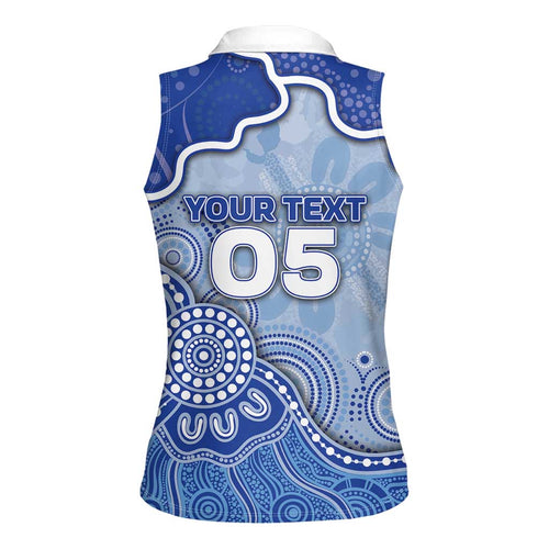 Custom Roos Football Women Sleeveless Polo Shirt Aboriginal Dot Art Pattern