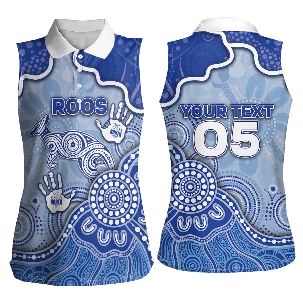 Custom Roos Football Women Sleeveless Polo Shirt Aboriginal Dot Art Pattern