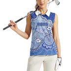 Custom Roos Football Women Sleeveless Polo Shirt Aboriginal Dot Art Pattern