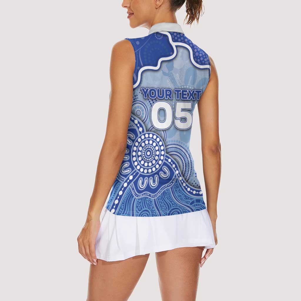 Custom Roos Football Women Sleeveless Polo Shirt Aboriginal Dot Art Pattern
