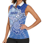 Custom Roos Football Women Sleeveless Polo Shirt Aboriginal Dot Art Pattern